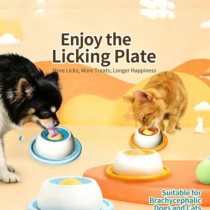 Slow Feeder Lick Bowl with Rolling Ball for Dogs & Cats