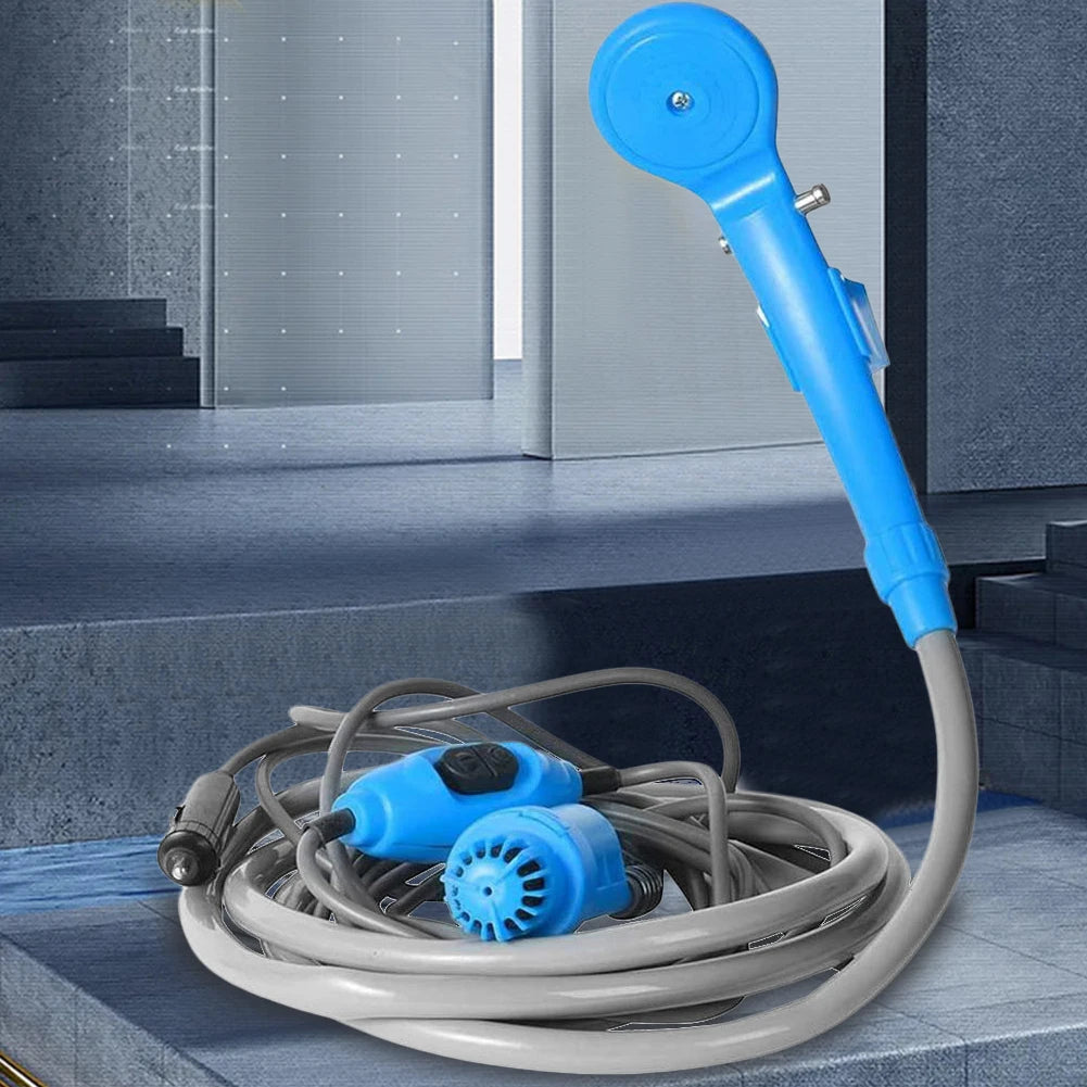 12V Portable Camping Shower Pump with Foldable Bucket Options