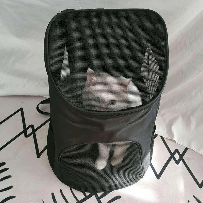 Solid Mesh Breathable Cat Puppy Travel Backpack S/L Pet Carrying Bag for Cats Kitten Small Dogs Pet Outdoor Supplies Accessories