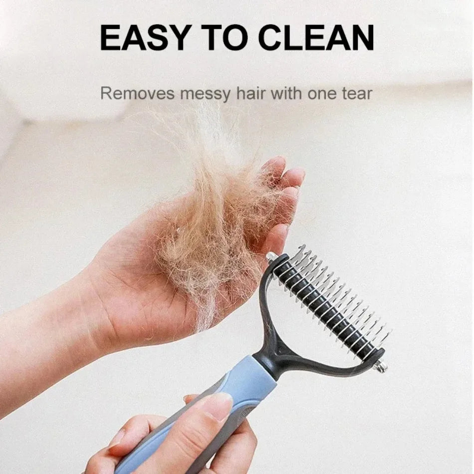 Double-Sided Stainless Steel Pet Grooming Comb – Detangling & Dematting Brush for Dogs & Cats