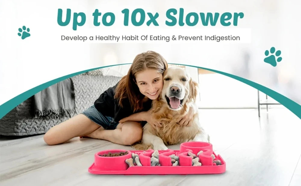 Slow Feeder Mat with Aluminium Bowl — Non-Toxic Silicone Anxiety & Boredom Relief for Dogs & Cats