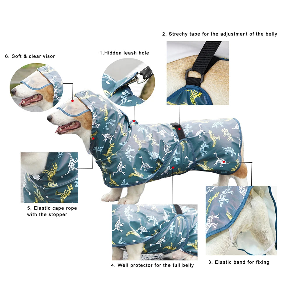 Waterproof Dog Raincoat with Fun Print