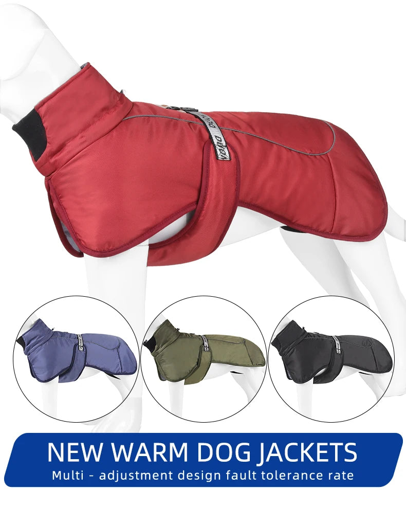 Waterproof Dog Winter Coat with Built-In Harness — Reflective Windproof Turtleneck Jacket