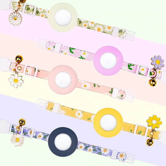 Breakaway Cat Collar with Daisy AirTag Holder & Bell