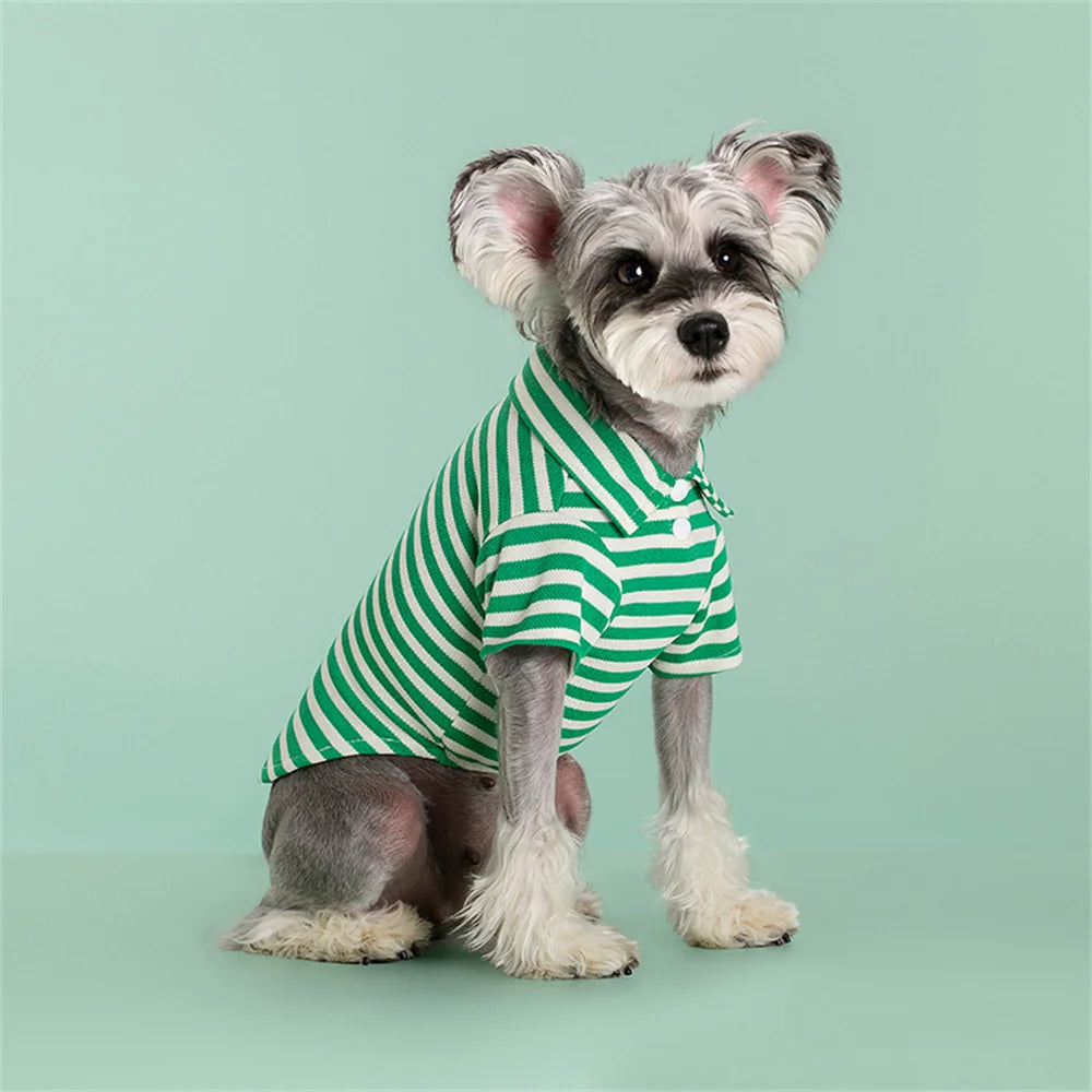 Striped Polo Shirt for Cats & Small Dogs