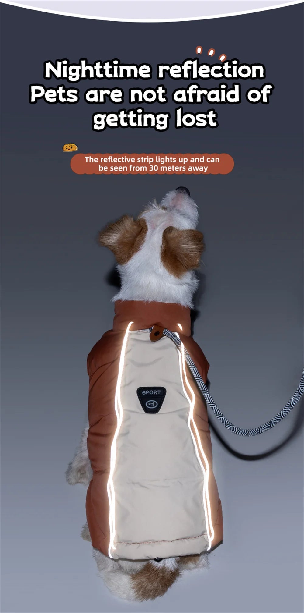 Windproof Reflective Down Jacket for Small Dogs | Harness Hole
