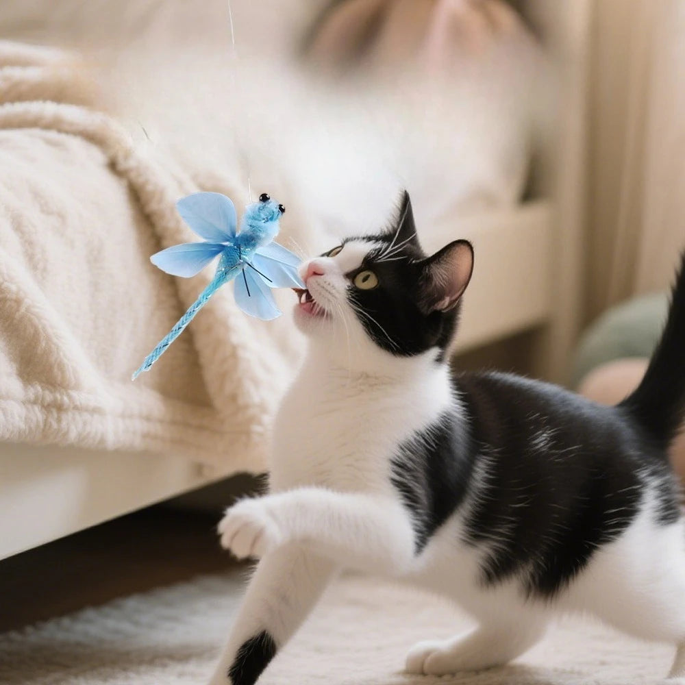 Hands-Free Butterfly Cat Wand Toy with Suction Cup & Bell