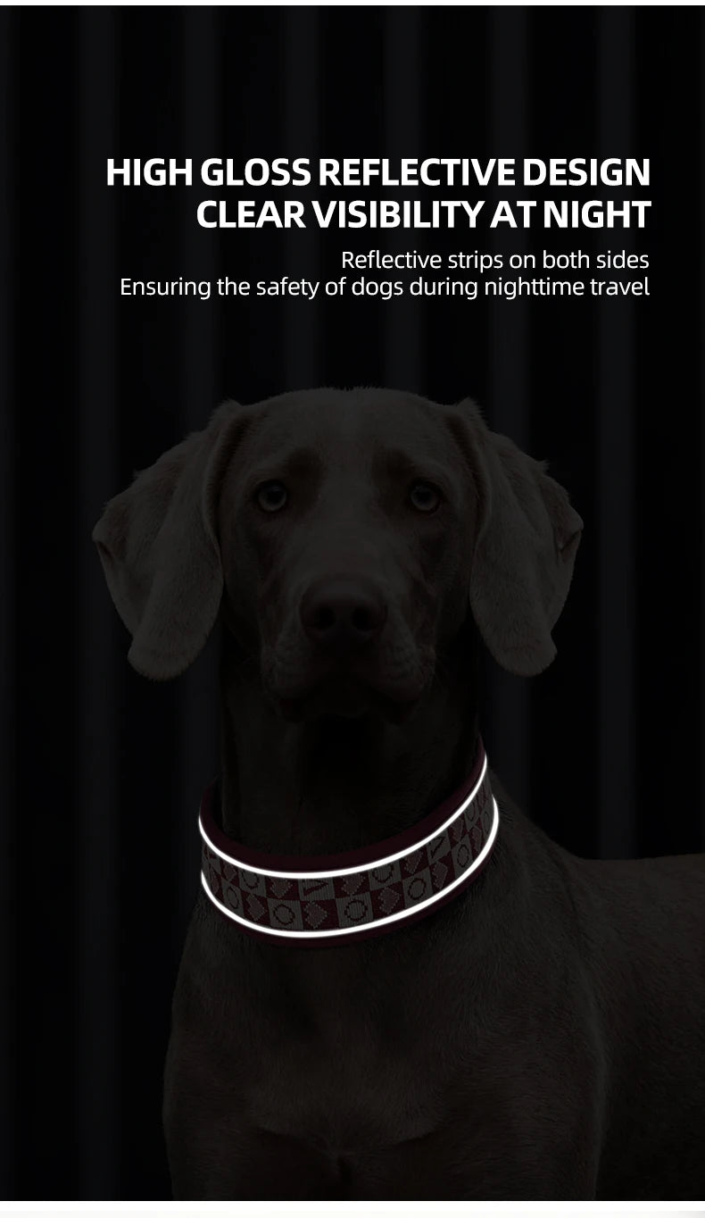 Wide Reflective Dog Collar with No-Pressure Fit