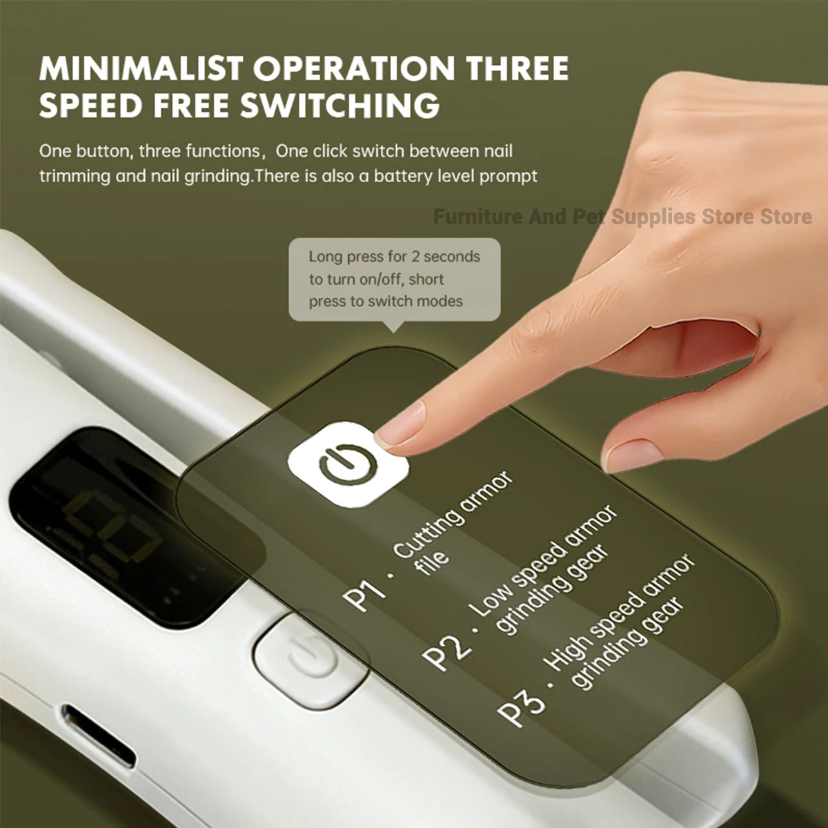 2-in-1 Electric Pet Nail Clipper & Grinder with LED