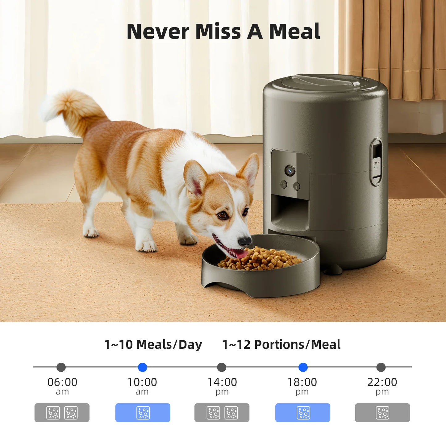 Distributeur automatique de nourriture pour chats 2 L avec vidéo, alimentation intelligente chronométrée et quantitative, gamelle pour chats, chiens et animaux de compagnie contrôlée par application