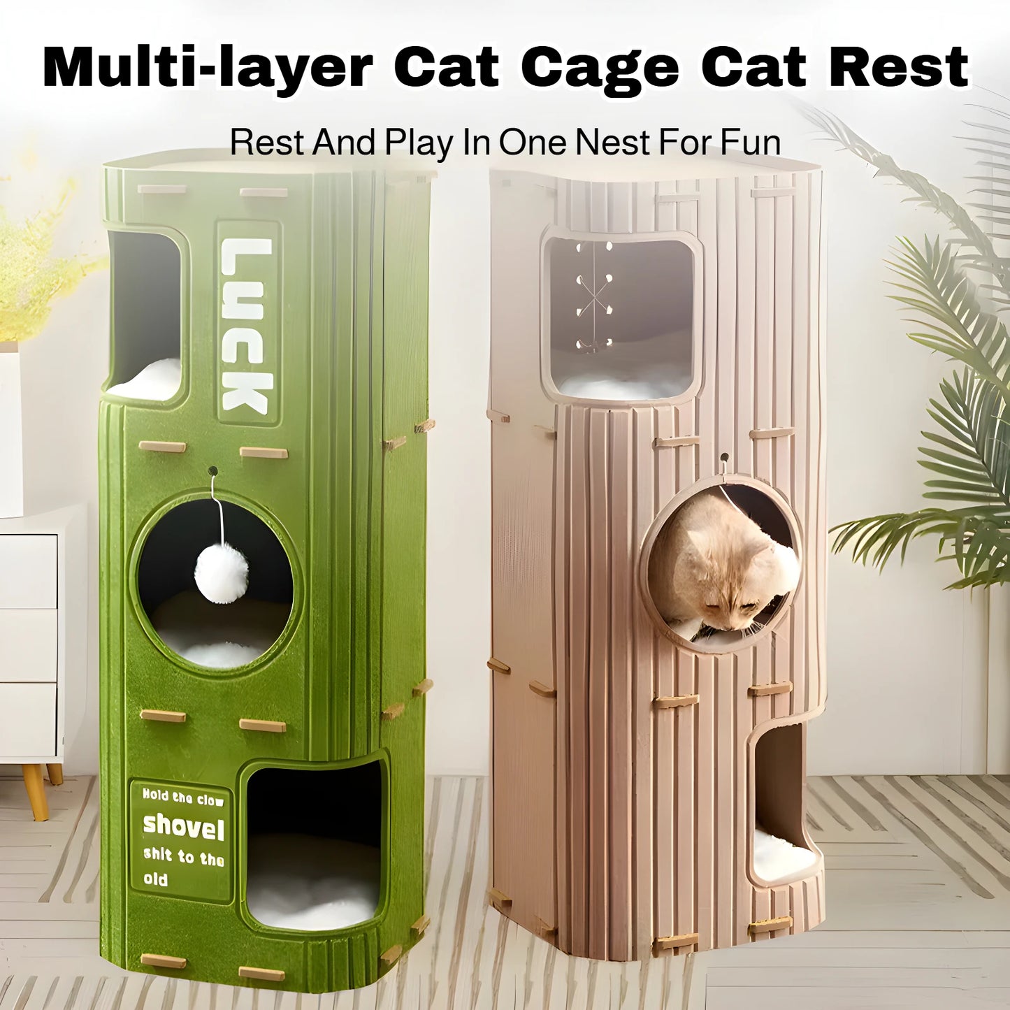 Multi-Layer Cat Tree Tower with Enclosed Sleeping Nest
