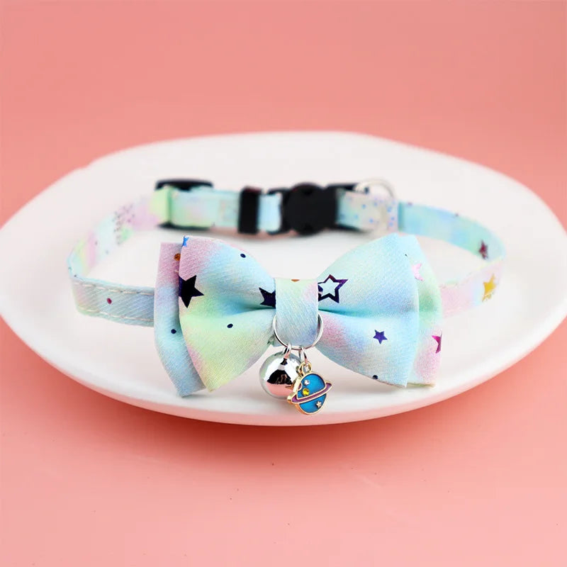 Colourful Butterfly & Star Pet Collar with Bell