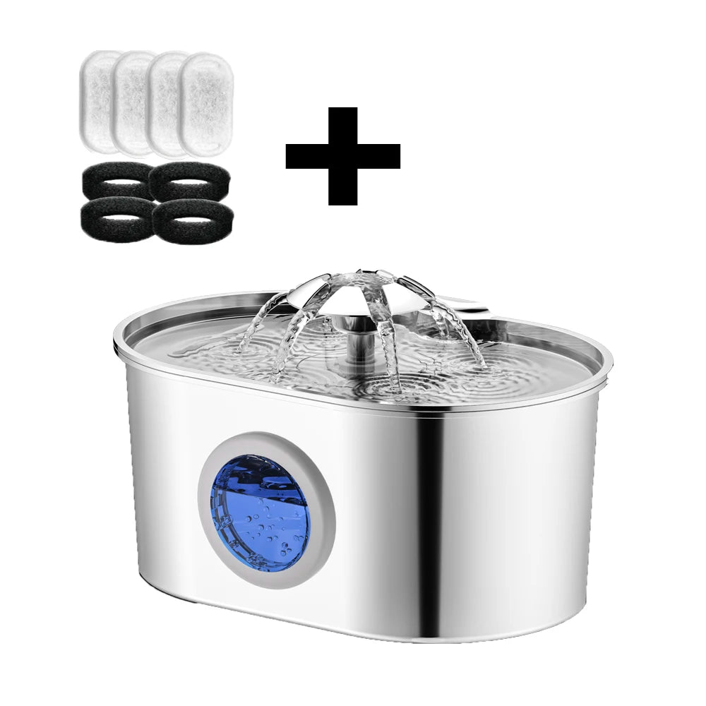 Automatic Cat Water Fountain Stainless Steel Pet Fountain Dog Water Dispenser With USB Electric Ultra-Quiet Pump Cat Supplies