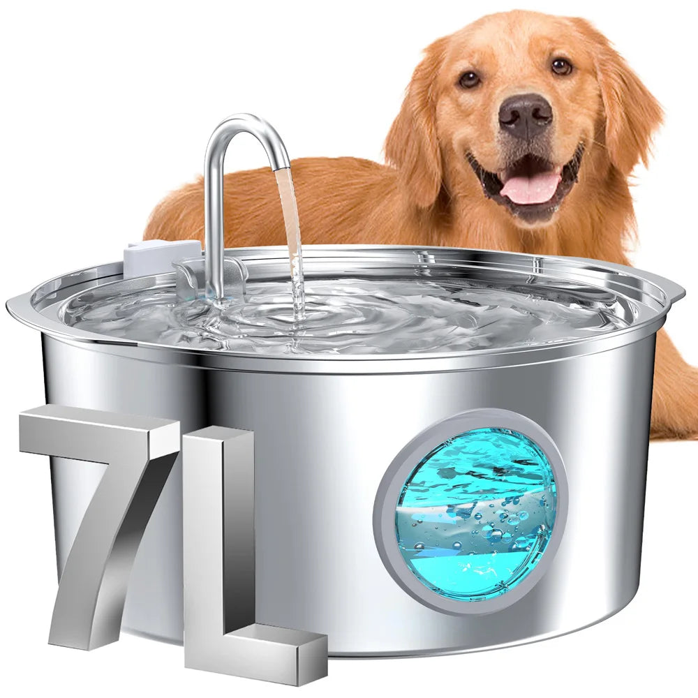 Stainless Steel Ultra-Quiet Pet Water Fountain — 3L / 7L