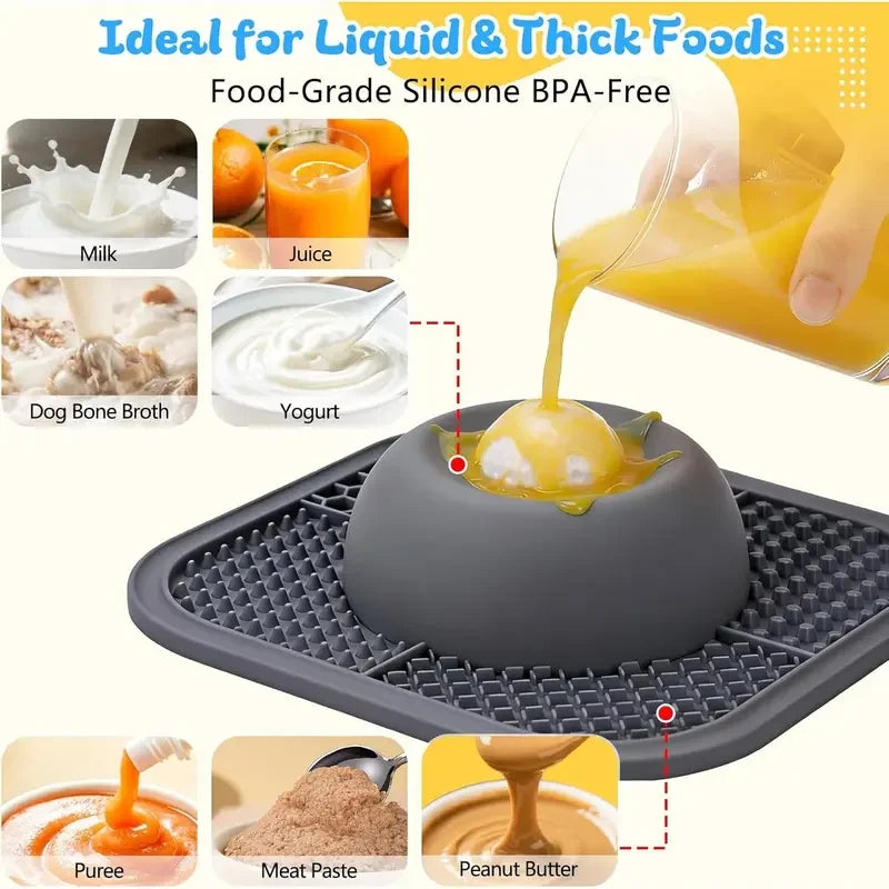 2-in-1 Silicone Slow Feeder Dog Bowl & Lick Mat — Anti-Slip, No-Spill