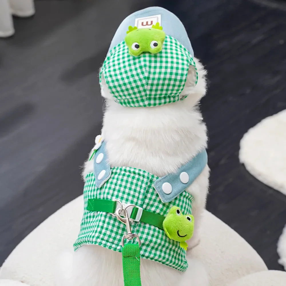 3-Piece Dog Harness, Leash & Sun Hat Set – Novelty Character Designs