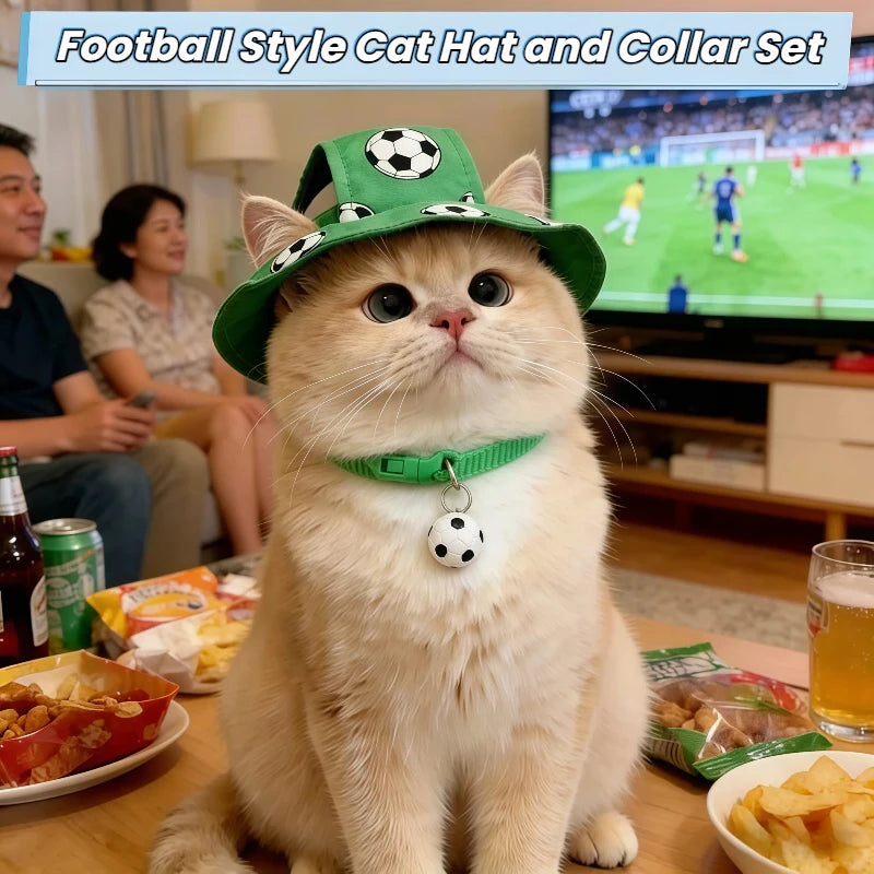 Football Fan Hat & Collar Costume Set for Cats