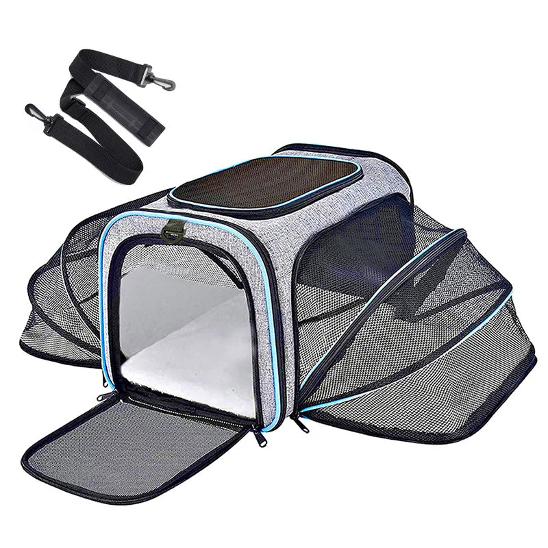 Foldable Expandable Pet Carrier Bag | Breathable Mesh Handheld Bag for Cats & Small Dogs