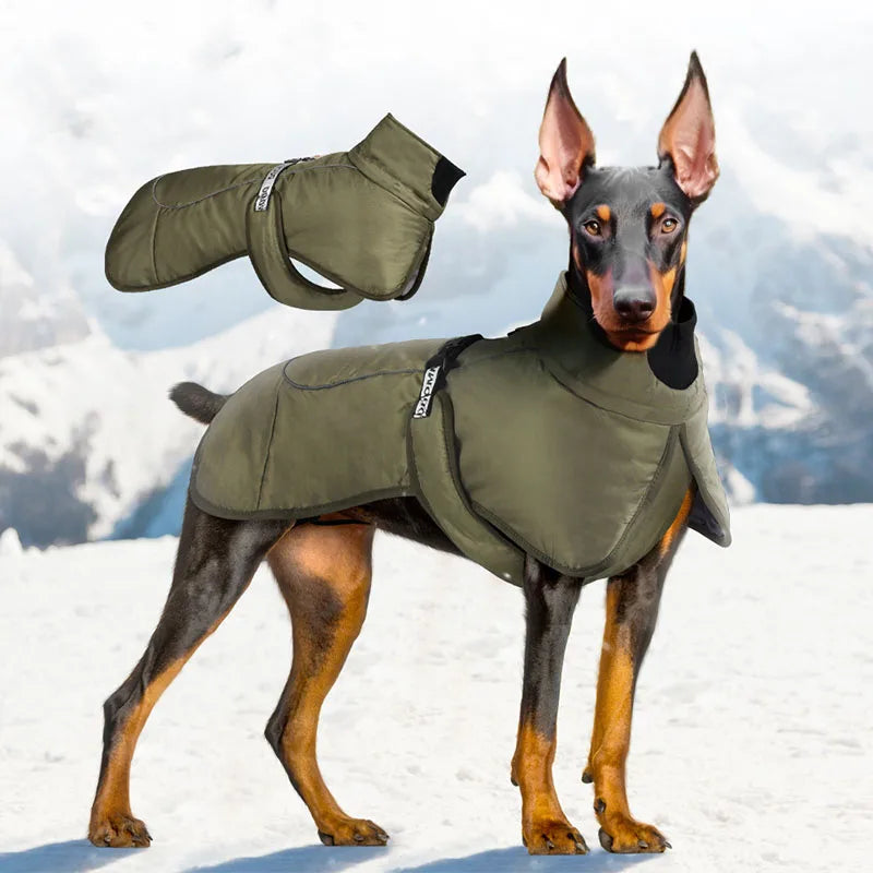 Waterproof Dog Winter Coat with Built-In Harness — Reflective Windproof Turtleneck Jacket