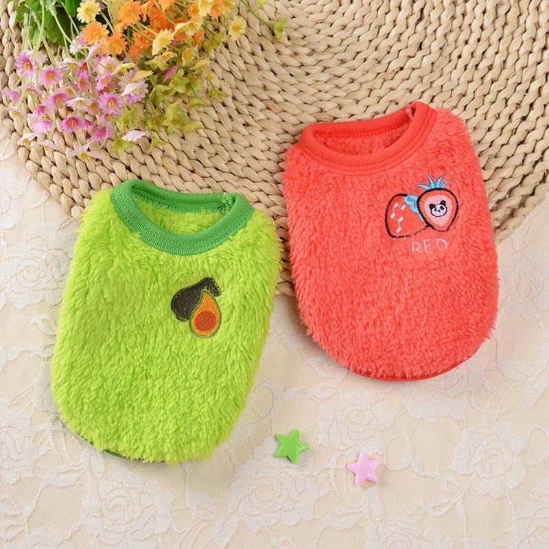 Cartoon Print Plush Vest for Small Animals & Kittens