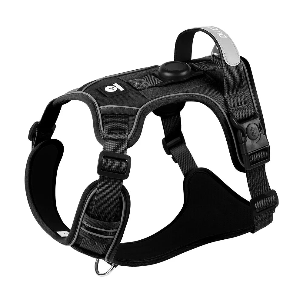 Tactical No-Pull Dog Harness with AirTag Holder – Reflective Vest for Medium & Large Dogs