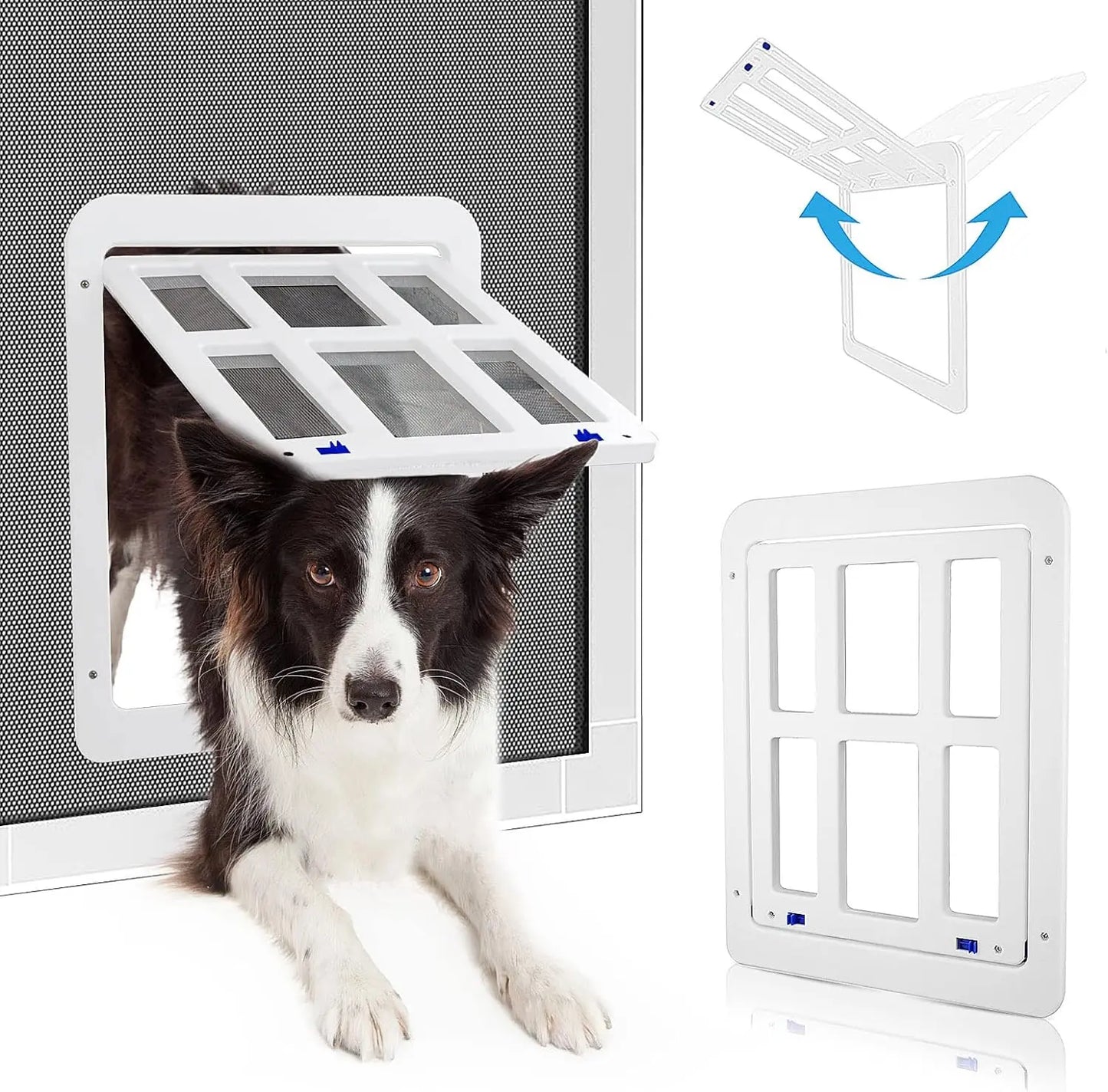Dog Door for Sliding Screen - 11"x13" Lockable Magnetic Pet Door
