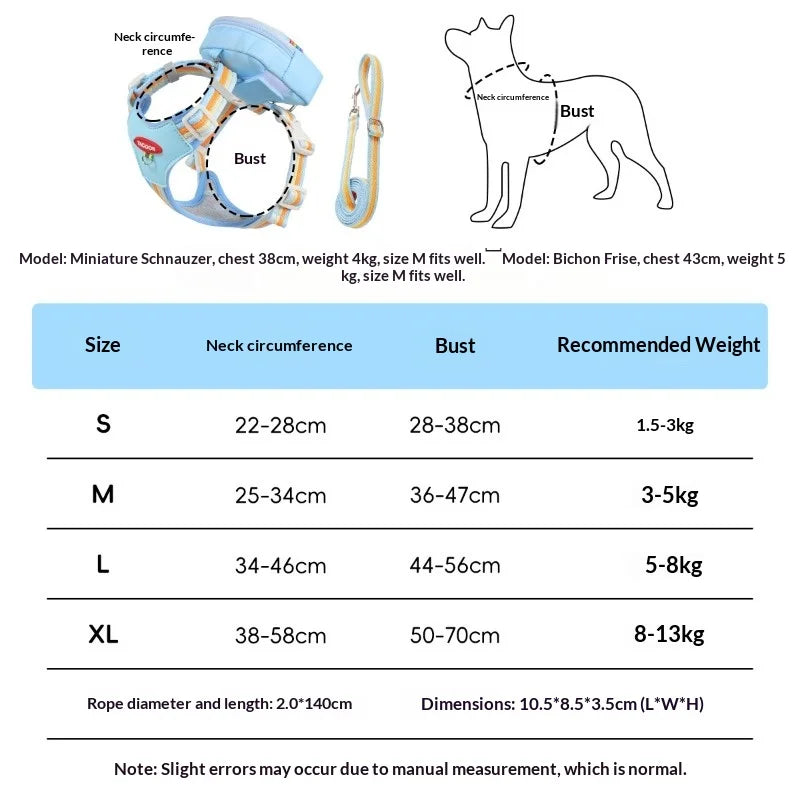 Dog Harness & Lead Set – Padded Vest Harness with Reflective Strips for Small & Medium Dogs