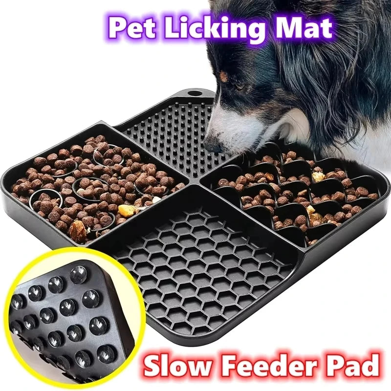 Slow Feeder Mat with Aluminium Bowl — Non-Toxic Silicone Anxiety & Boredom Relief for Dogs & Cats