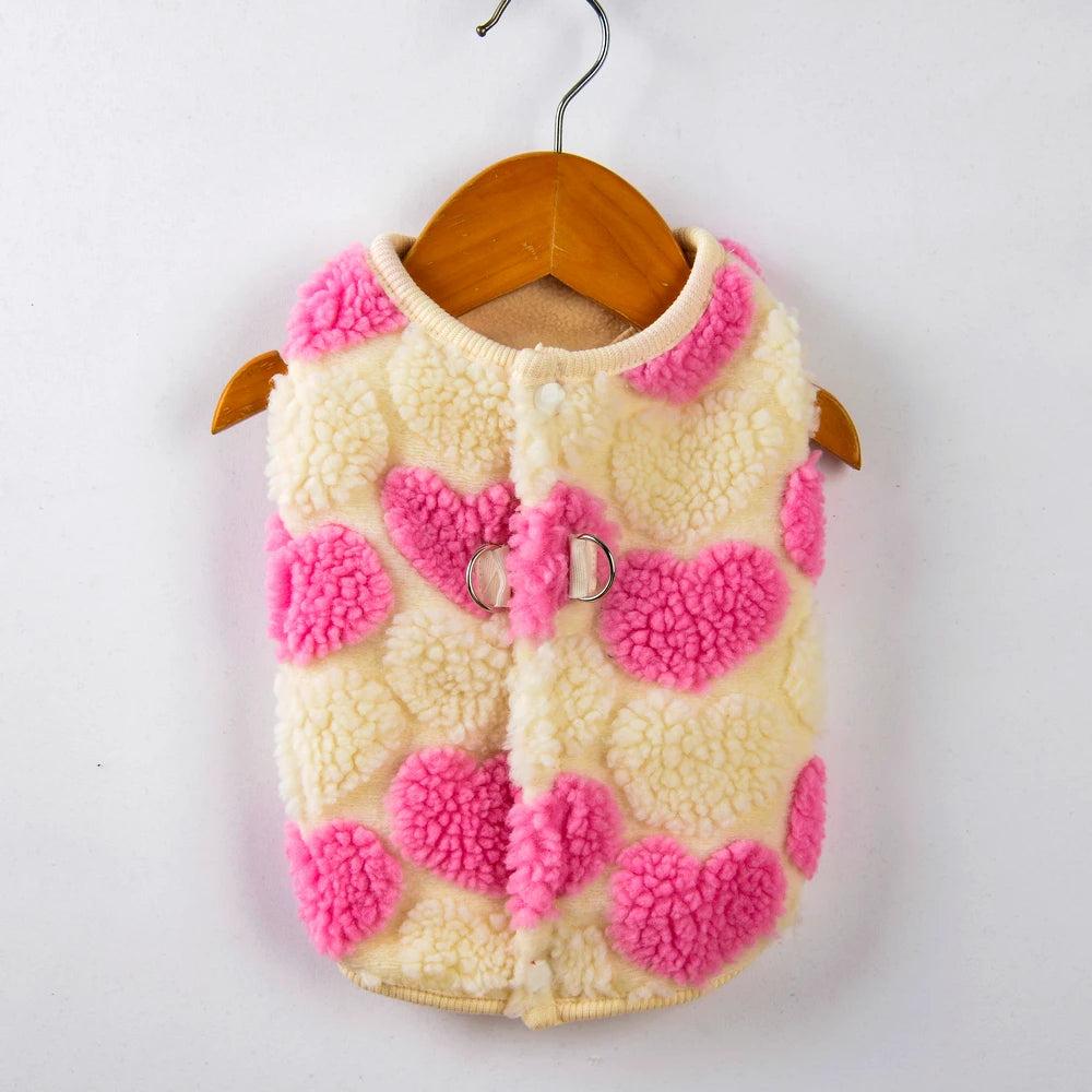 Fleece Dot Print Jacket Vest for Small Dogs & Cats