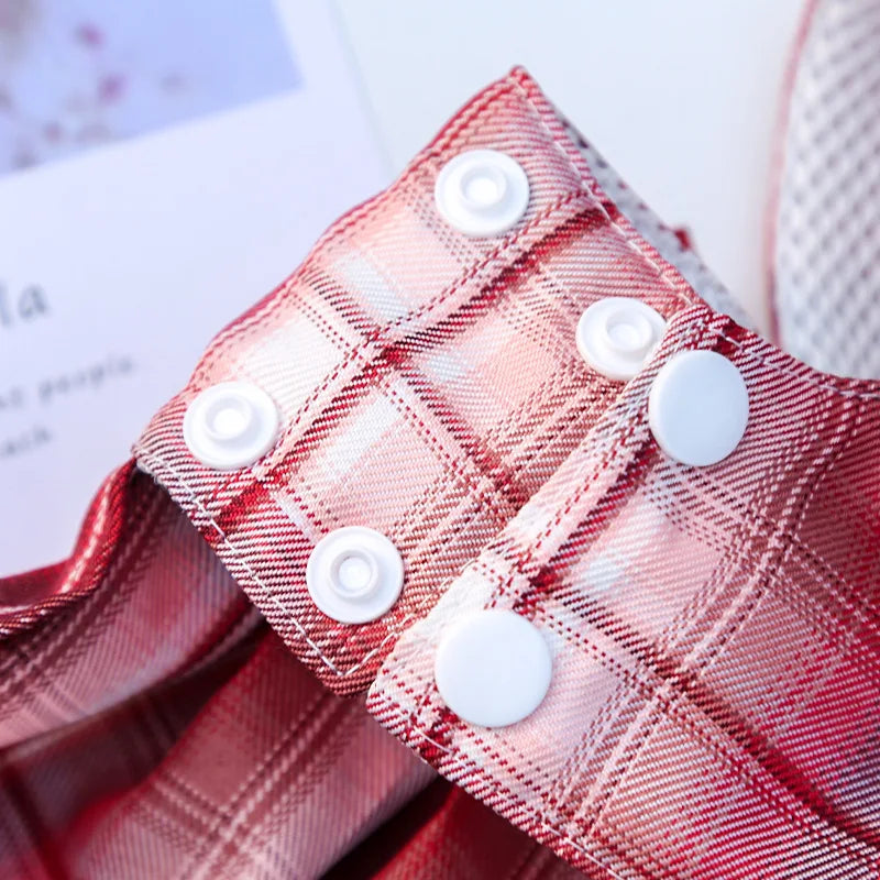 Plaid Bow Dress & Leash Set for Cats and Small Dogs