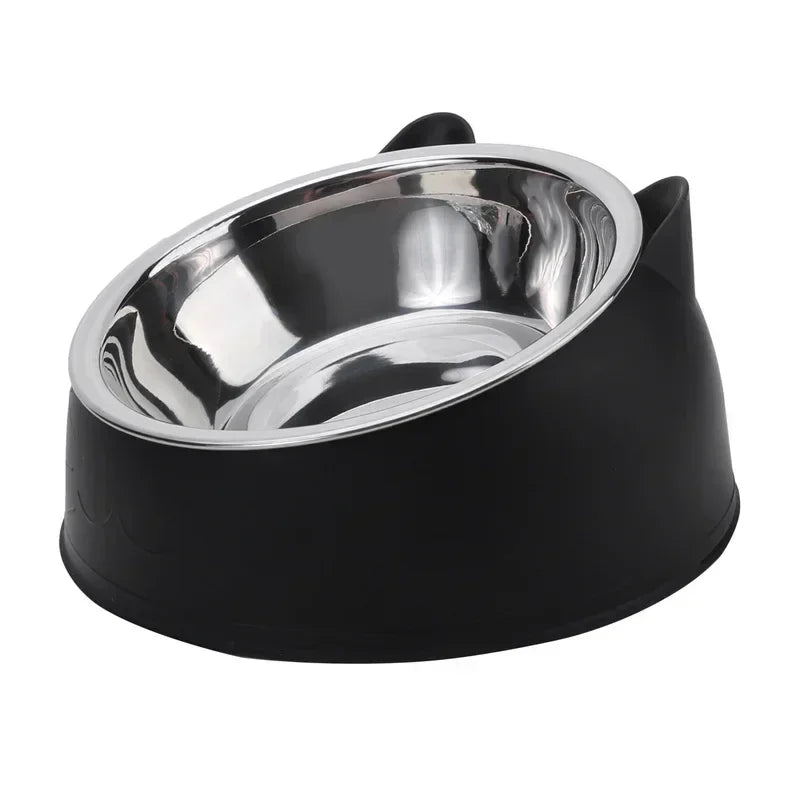 Cat Ear Stainless Steel Pet Bowl with Non-Slip Base