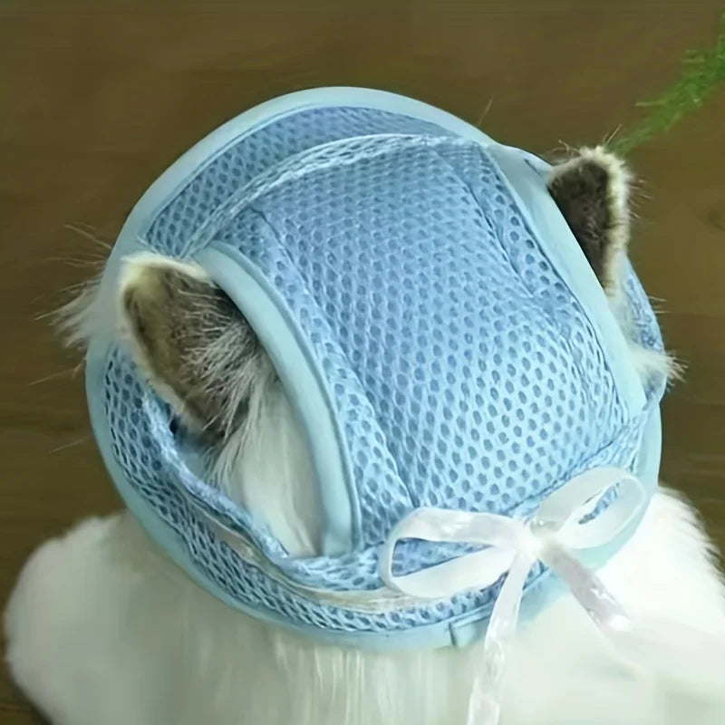 Chapeau de protection solaire pour animaux de compagnie avec nœud - Chapeau réglable et élégant pour chiens et chats