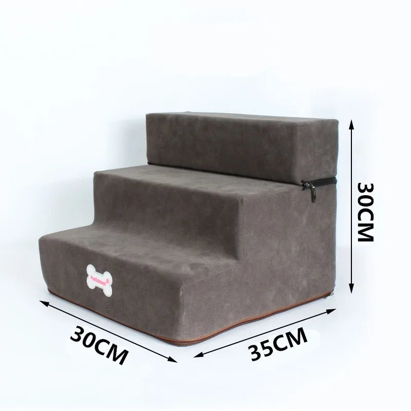 Anti-Slip Pet Stairs with Removable Washable Cover – 2 or 3 Step Ramp for Dogs & Cats