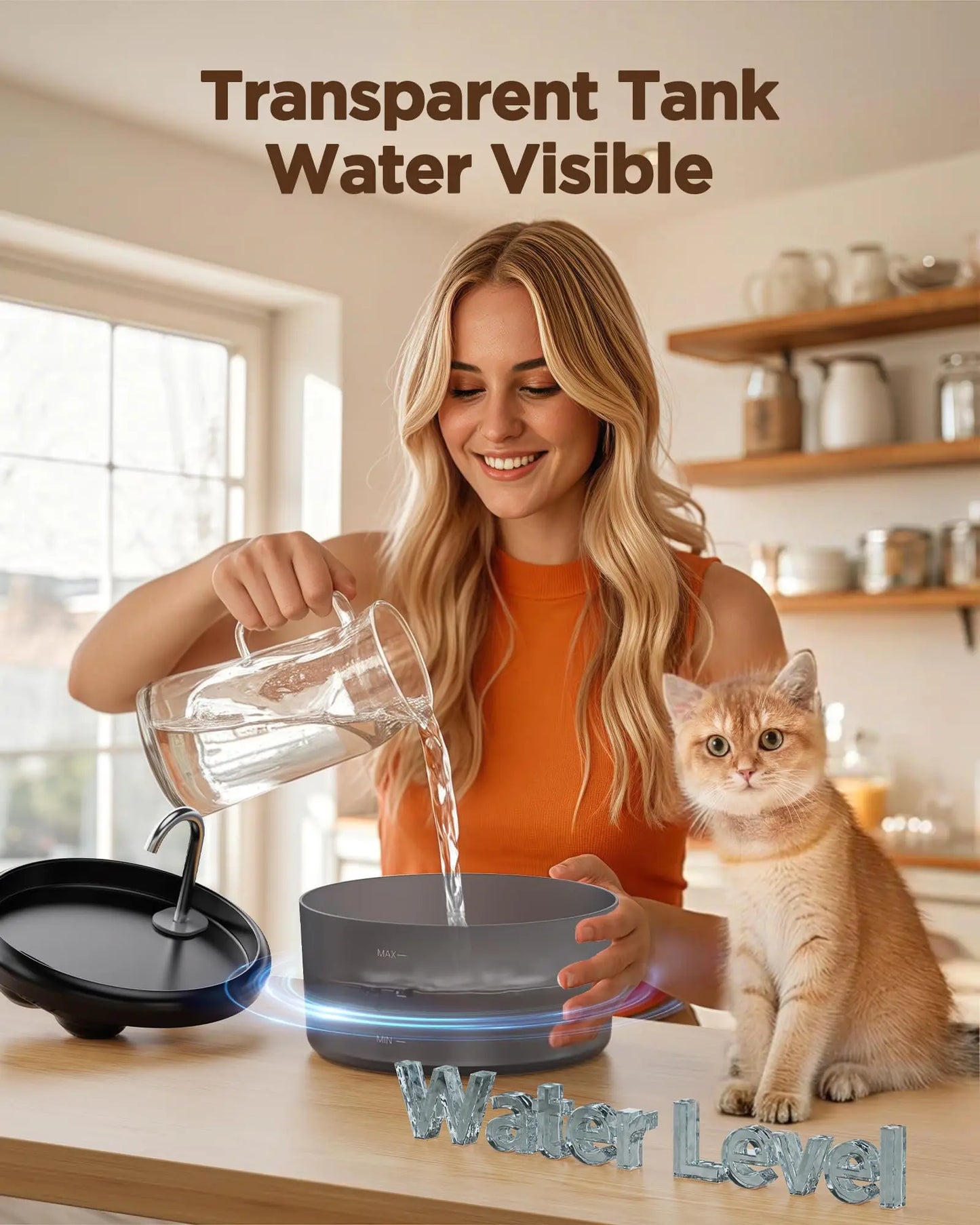 Automatic cat drinking fountain, dog water feeder, visual cat fountain, water fountain suitable for small and medium-sized pets