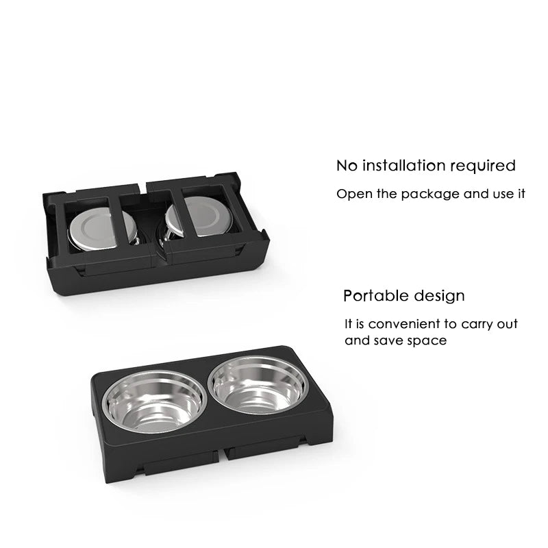 Adjustable Raised Dog Feeding Stand with Double Bowls