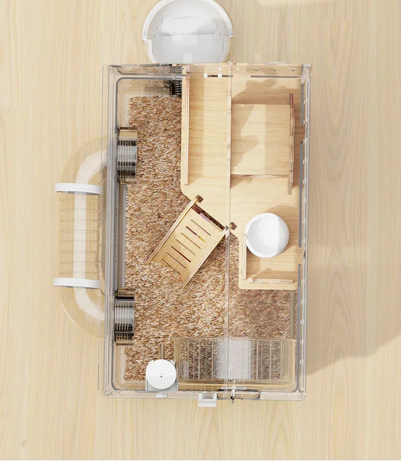 Large Transparent Hamster Cage – Luxury Villa Habitat Full Set for Small Rodents