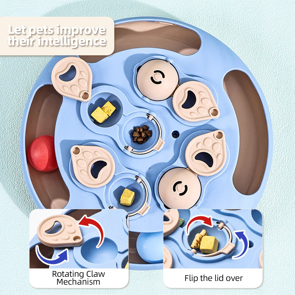 Cat Turntable Puzzle Toy – Rolling Ball Treat Dispenser for Indoor Cats