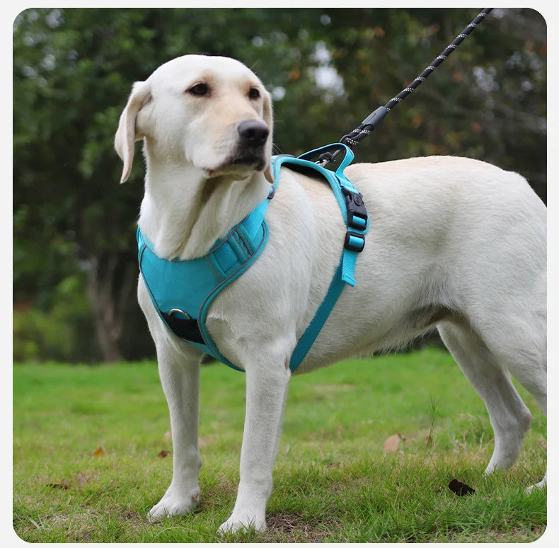 Tactical No-Pull Dog Harness with AirTag Holder – Reflective Vest for Medium & Large Dogs