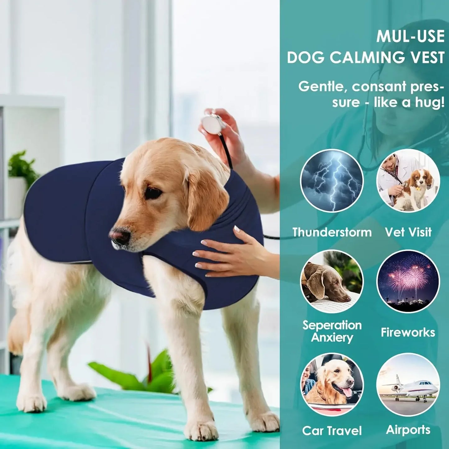 Gilet anti-anxiété pour chien avec capuche