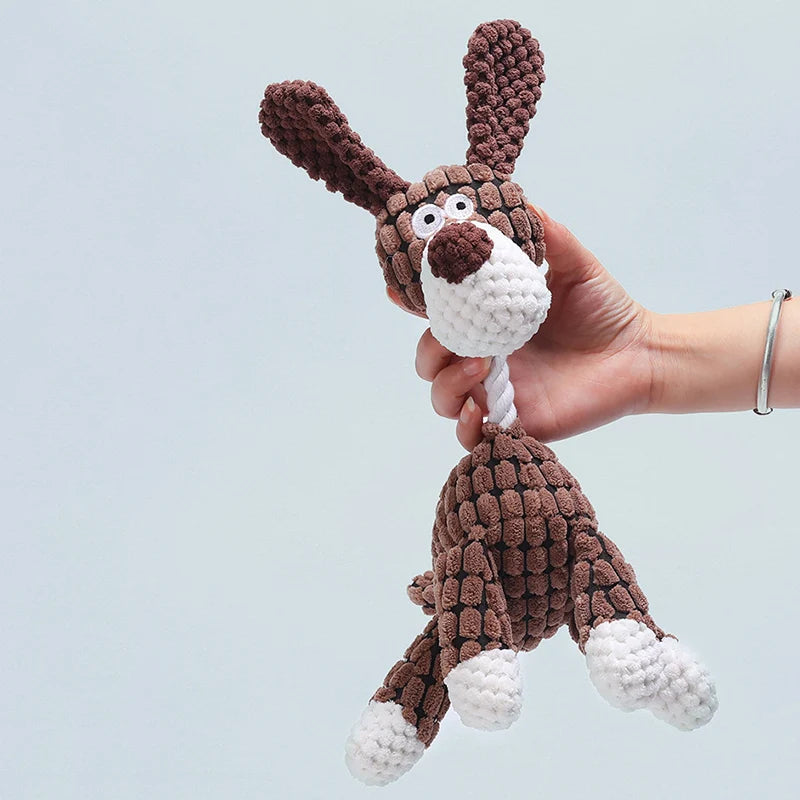 Animal Shaped Squeaky Fleece Chew Toy for Small Dogs