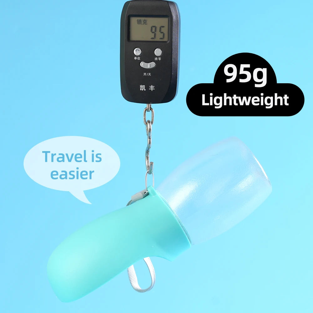 300ml Frosted Pet Water Bottle with Drinking Bowl – Portable & Leakproof for Dogs & Cats