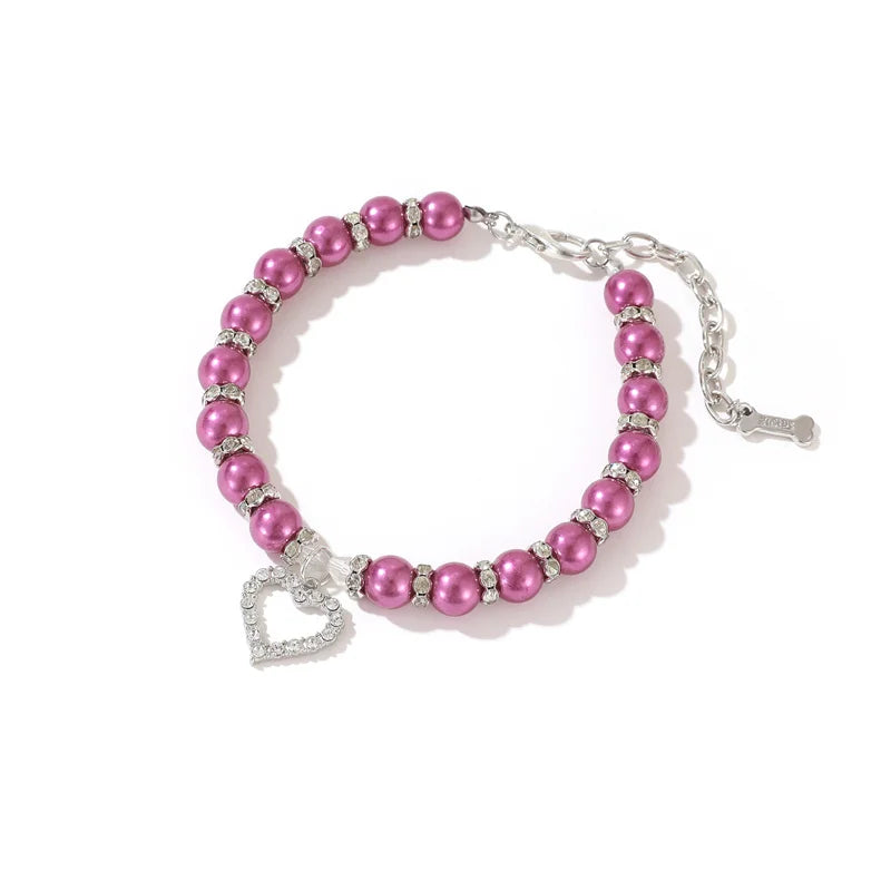 Luxury Pearl Pendant Puppy Dog Necklace Collar for Small Dogs Cats Chihuahua Pomeranian Teddy Bling Rhinestones Pet Accessories
