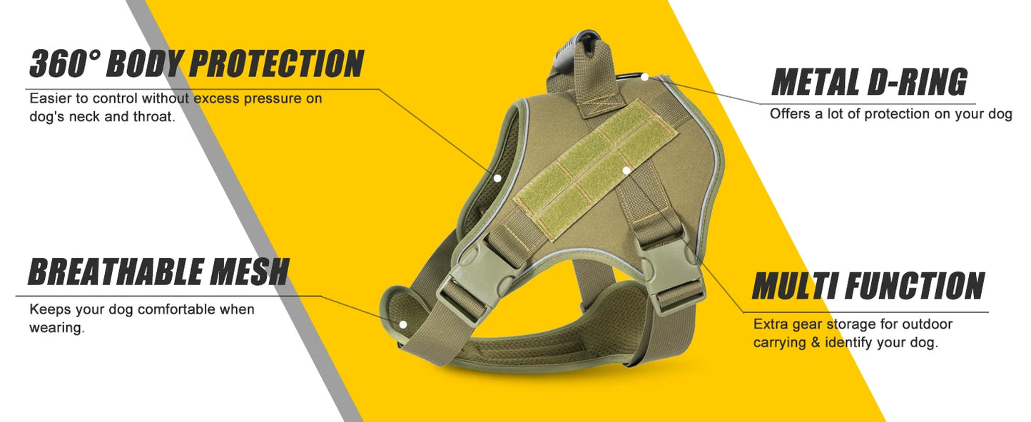 Tactical Dog Training Vest Harness – No-Escape Design