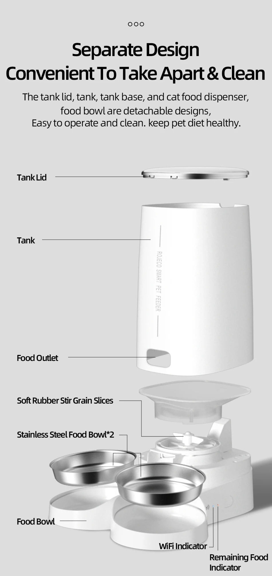 Automatic Dry Food Pet Feeder with Single or Double Bowls