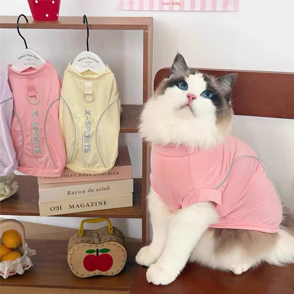 Reflective Sports Pet T-Shirt with Traction Ring