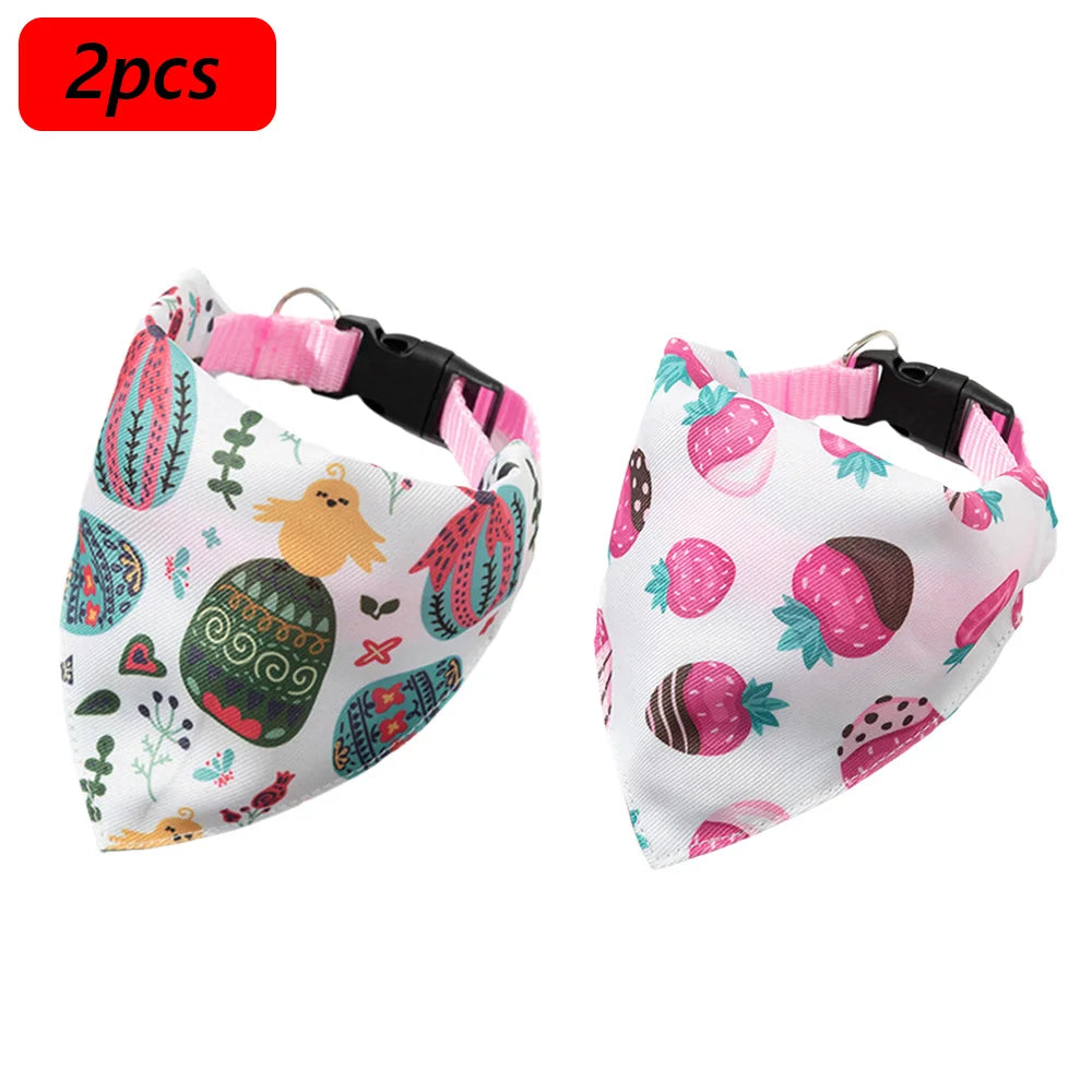 Cute Print Cat Dog Collar with Bandanas for Small Dogs Yorkshire Chihuahua Puppy Triangular Bandage Pet Accessories Supplies