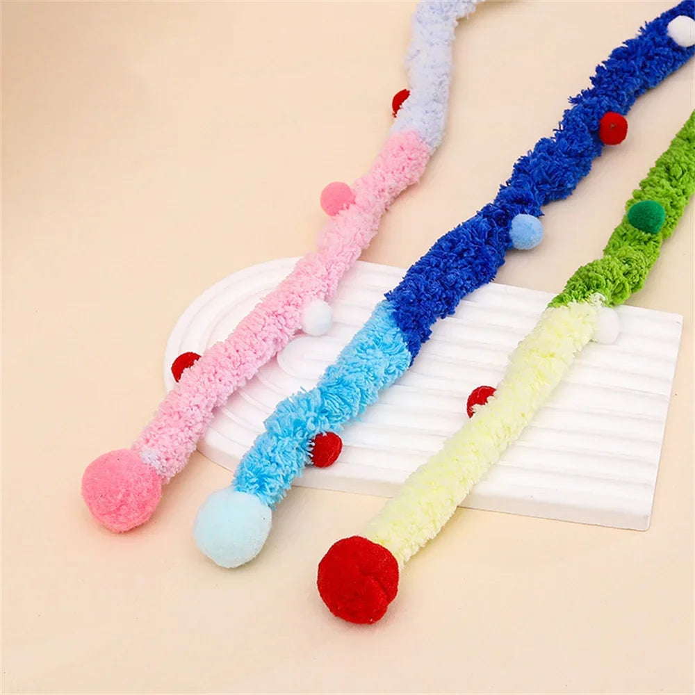 Rainbow Caterpillar Cat Wand Toy with Bell – Interactive Feather Stick
