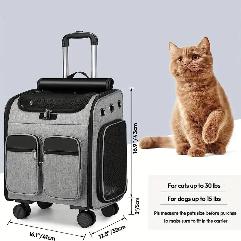 4-in-1 Wheeled Pet Carrier Backpack with Stroller & Car Seat