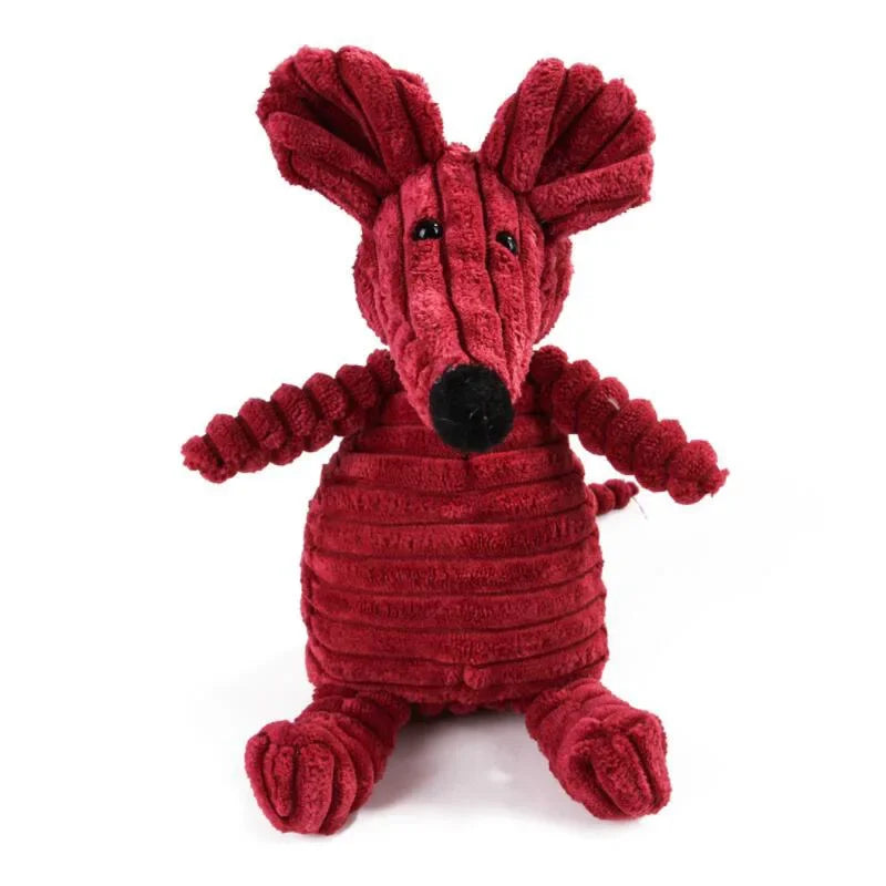 Jouet couineur en peluche pour chien - Forme d'animal en velours côtelé résistant aux morsures