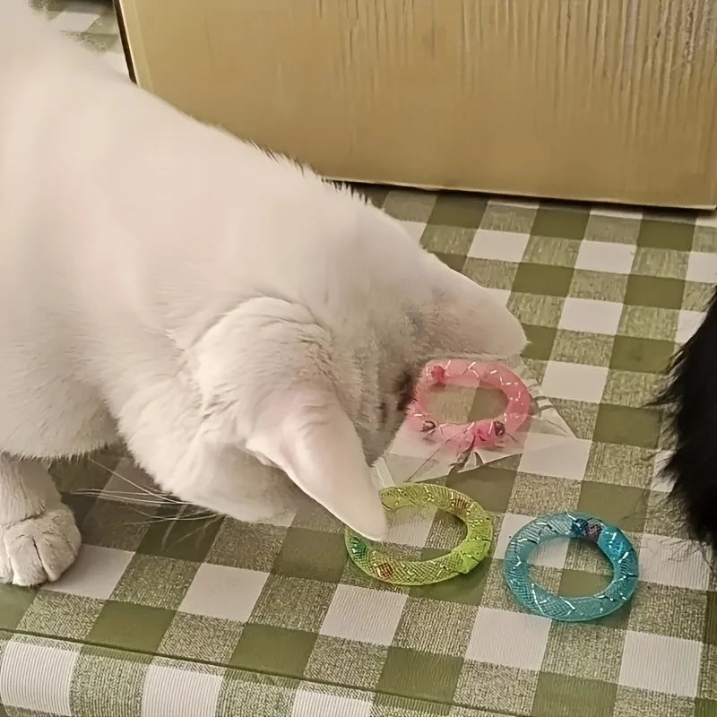 Donut-Shaped Spring Toy with Bell for Cats